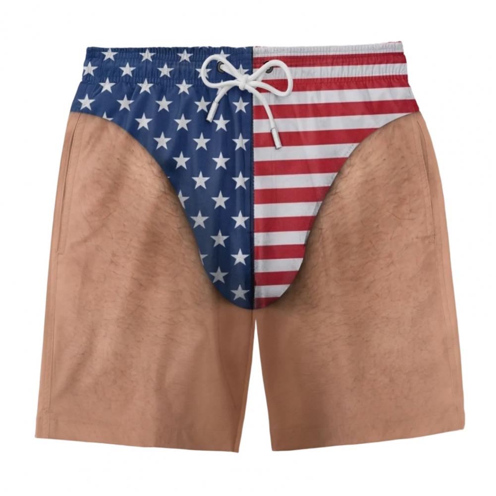 American Flag Print Beach Shor - Bamboo Fiber Trunk บทวิจารณ์และราคา