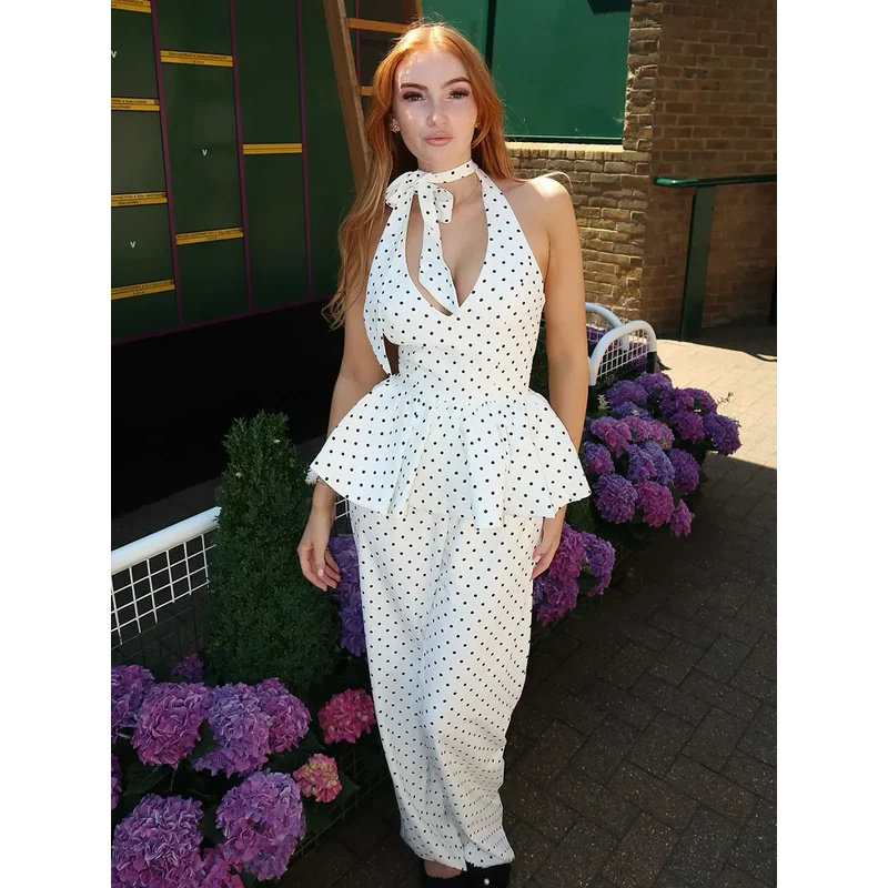BKQU Halter Elegant Dot Print  - Suspender Tank Top บทวิจารณ์และราคา