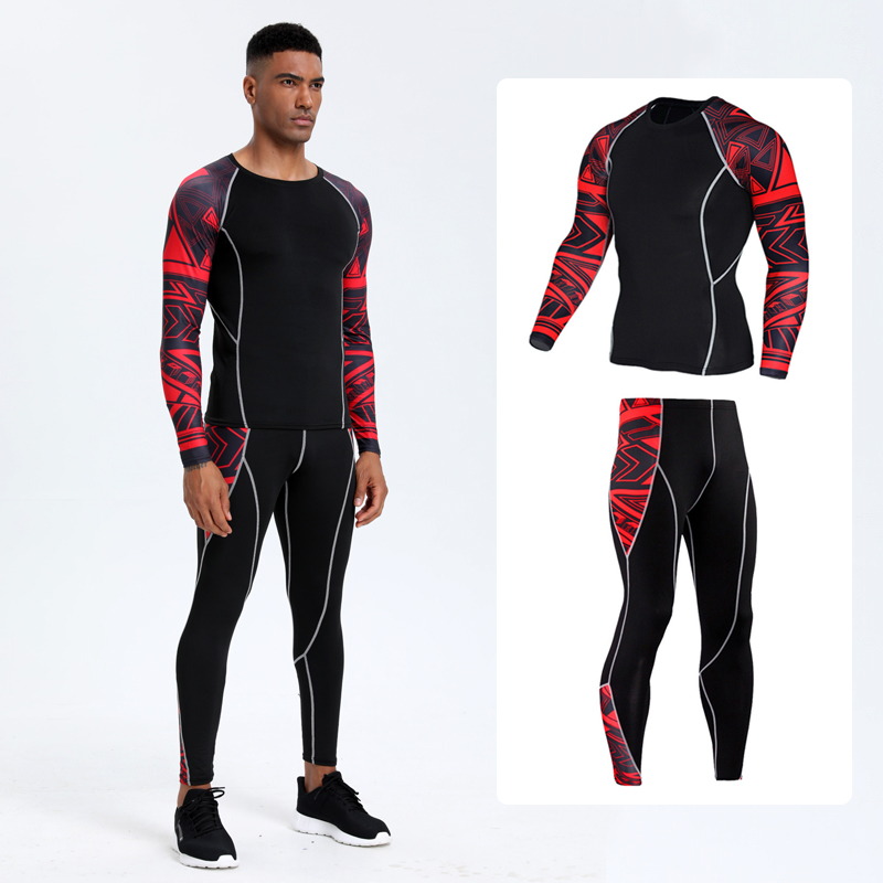 Men's PRO Sports Fitness Suit: - T Shirt Tight Fit บทวิจารณ์และราคา