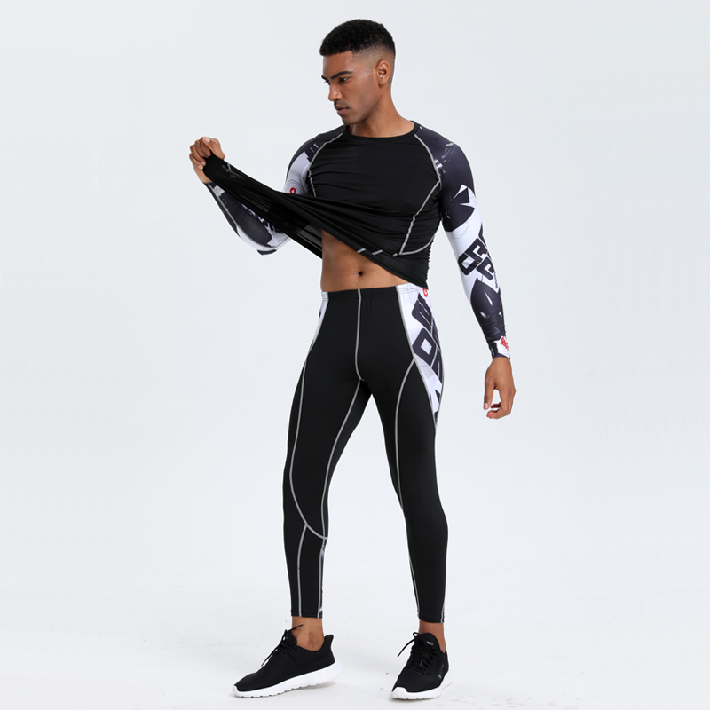 Men's PRO Sports Fitness Suit: - T Shirt Tight Fit บทวิจารณ์และราคา