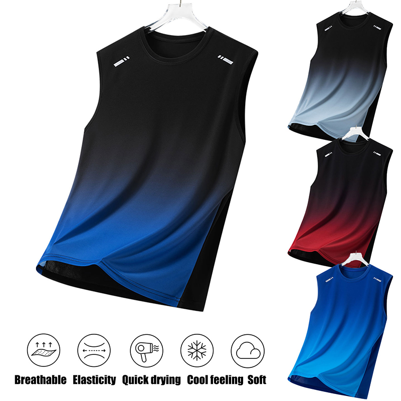 Men Gradient Sports Vest Light - Sleeveless Undershirt บทวิจารณ์และราคา