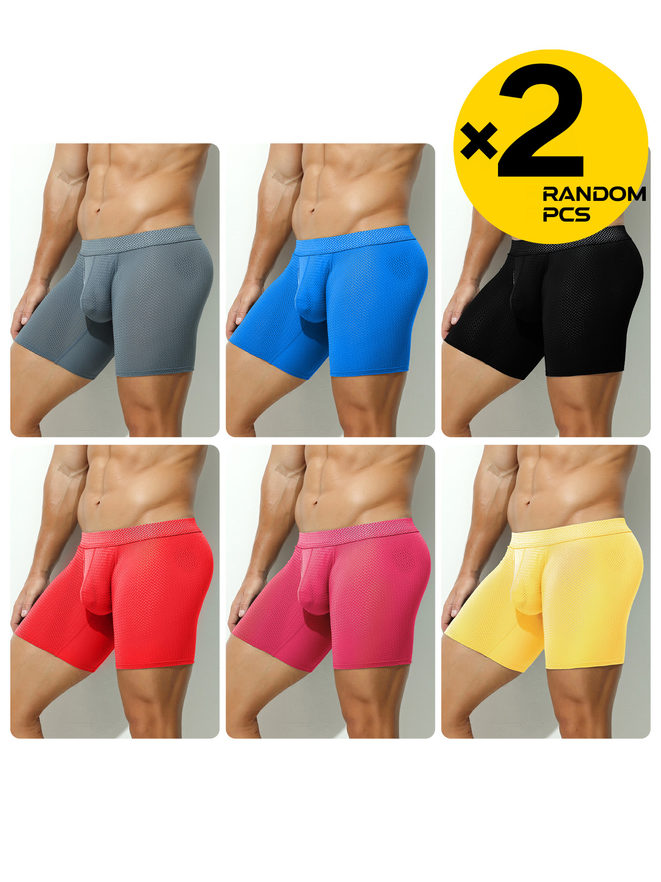 2Pcs Long Leg Men's Mesh Under - Mesh Sport Boxer บทวิจารณ์และราคา