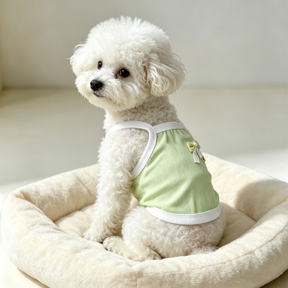 1pc Light Green Ribbed Pet Cam - Tank Top Ribbed บทวิจารณ์และราคา