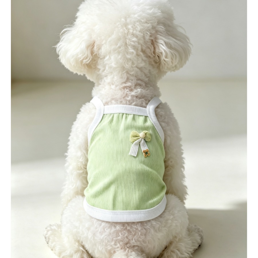 1pc Light Green Ribbed Pet Cam - Tank Top Ribbed บทวิจารณ์และราคา