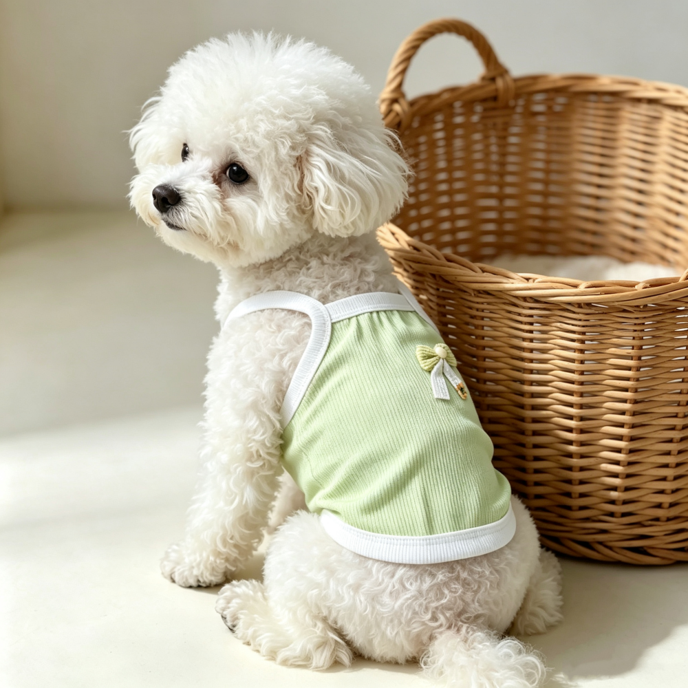 1pc Light Green Ribbed Pet Cam - Tank Top Ribbed บทวิจารณ์และราคา