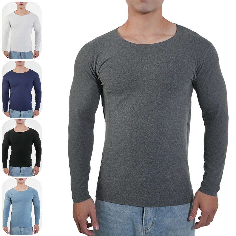 Men Thermal Underwear Long Sle - Undershirt Crew Neck บทวิจารณ์และราคา