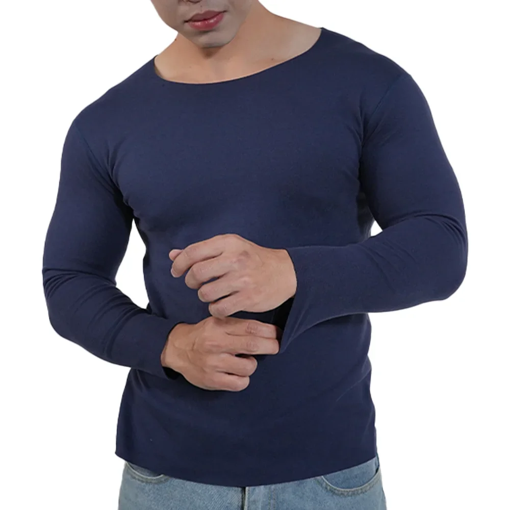 Men Thermal Underwear Long Sle - Undershirt Crew Neck บทวิจารณ์และราคา