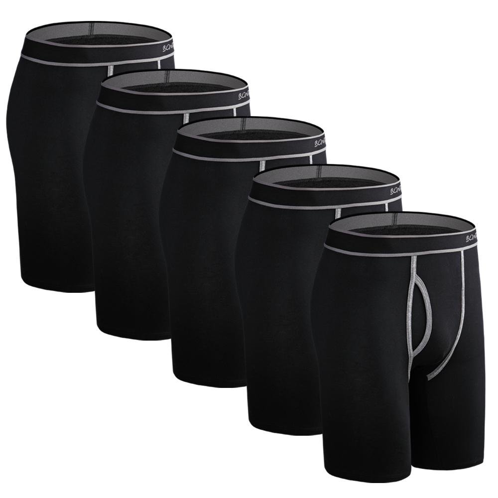 5pcs Long Boxer Mens Boxer Sho - Boxer Brief Pack Cotton บทวิจารณ์และราคา