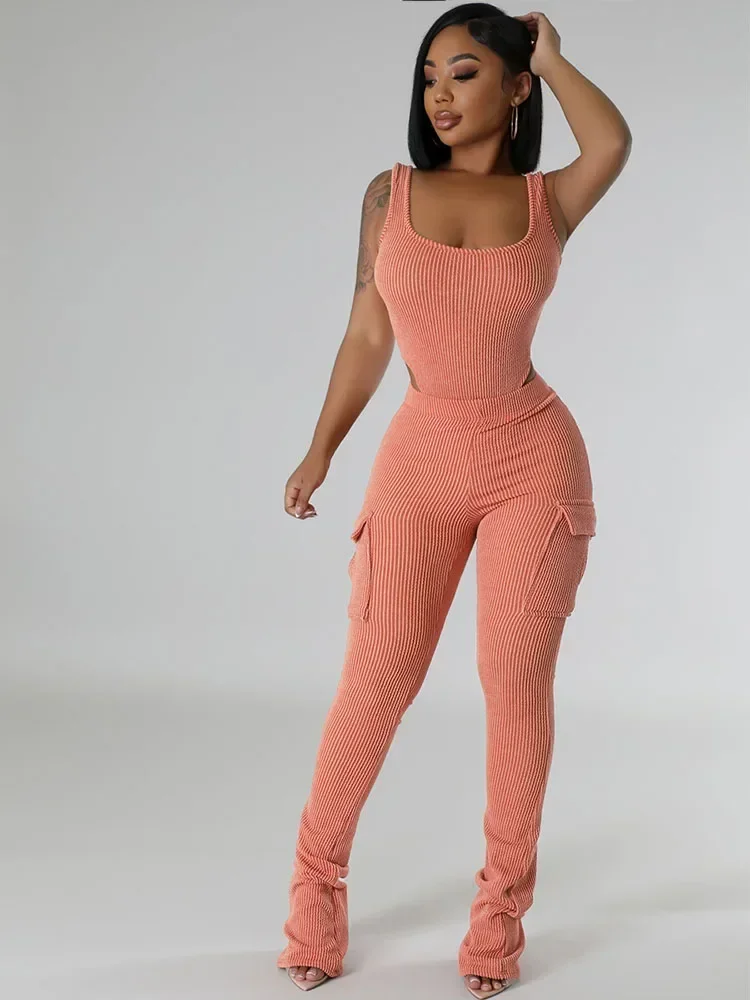 Knitted Ribbed Two Piece Set f - Tank Top Ribbed บทวิจารณ์และราคา