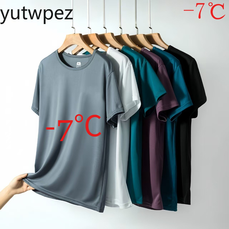 Summer Ice Silk Men T Shirt Sh - T Shirt Tight Fit บทวิจารณ์และราคา